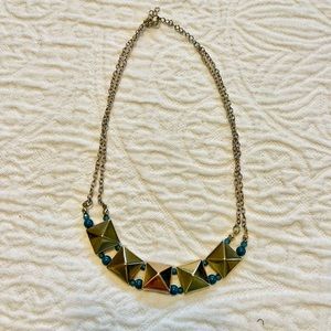 Gold and Teal Statement Necklace